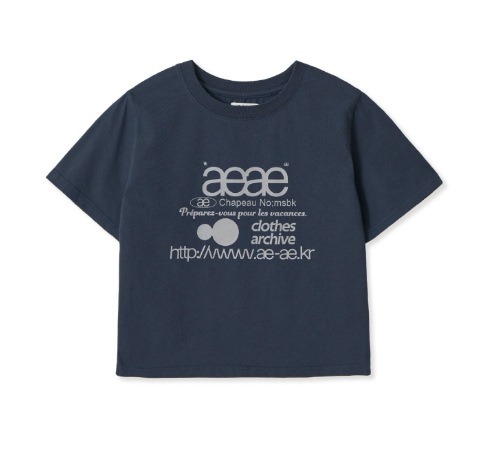AEAE☆WEB LOGO CROP LS Tシャツ NAVY aeae】 WEB LOGO CROP T-SHIRTS : NAVY Tシャツ・カットソー