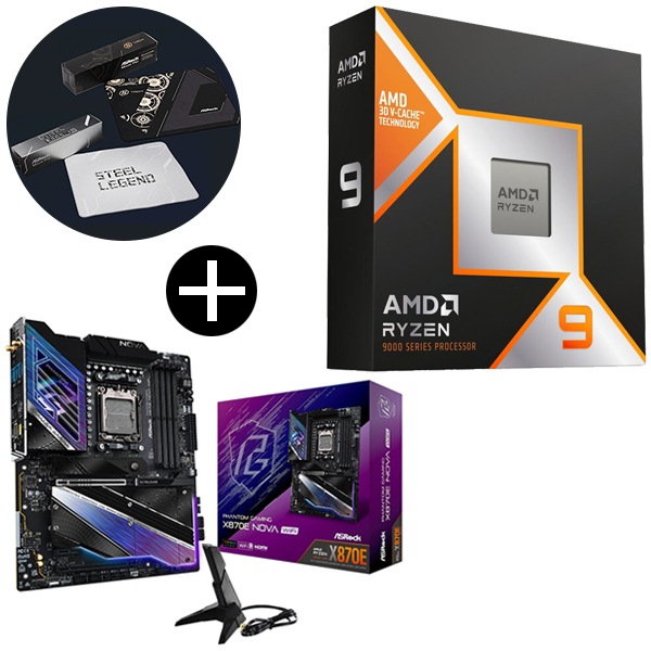 Ryzen 9 9950X3D CPU + ASRock X870E Nova WiFi Phantom Gaming マザーボード + ASRockオリジナルマウスパッド セット