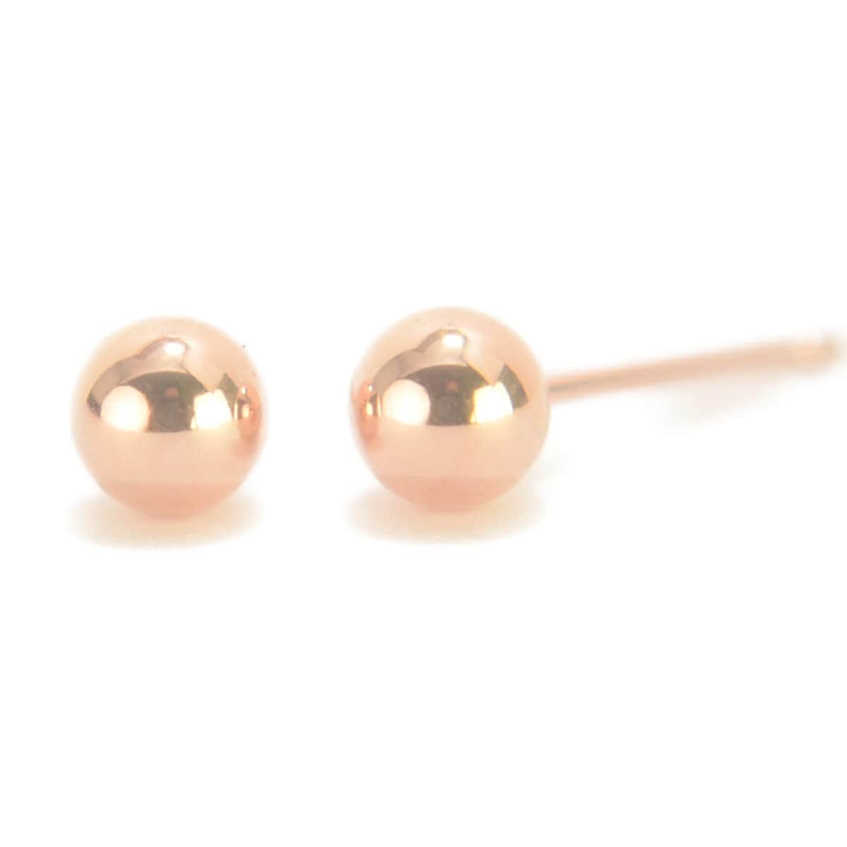 【10金ピアス】 丸玉ピアス 4mm ピンクゴールド ボールピアス K10 1ペア両耳販売 日本製 シンプル 小ぶり プレゼント ギフト yokomountain