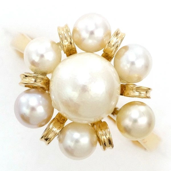 K18 18金 YG リング 指輪 10号 パール(真珠) 約3.5～6mm ジュエリー 中古