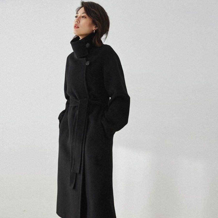 カシミヤ トリミング ロングコート シンプル レディース 暖かい 秋冬 防寒 母の日 プレゼント
