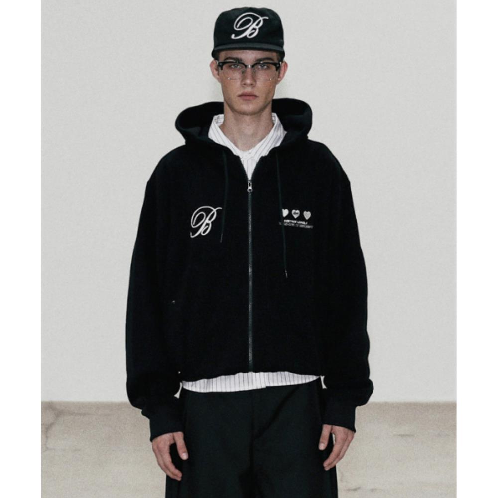 BADBLOOD Classic Logo Hooded Zip-Up Black w-hde24-024