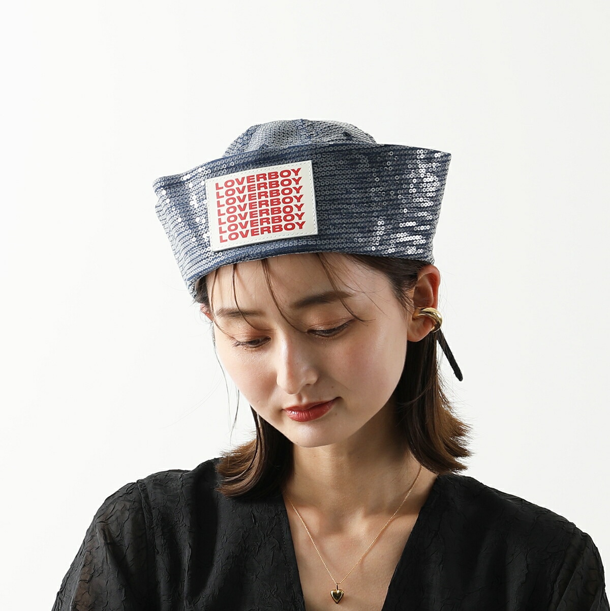 CHARLES JEFFREY LOVERBOY チャールズジェフリーラバーボーイ セーラーハット SAILOR HAT 044131004 レディース ロゴ デニム スパンコール 帽子
