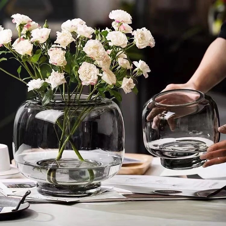 【20点セット】【送料無料】花瓶創意現代円形ガラス花瓶花瓶組み合わせオフィスデスクトップ花瓶ガラス