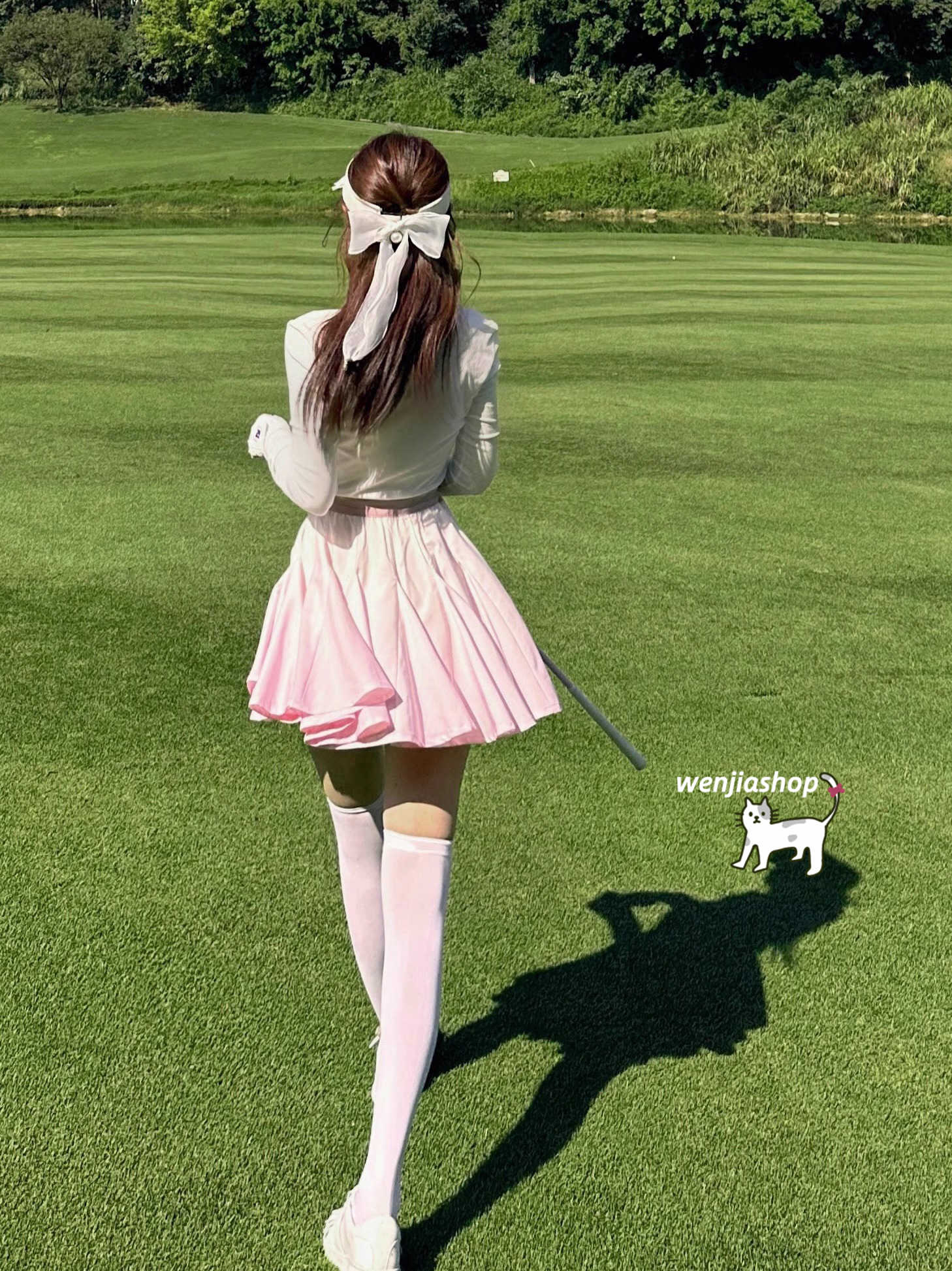 ゴルフウェア 2025 春夏 上下セット Tシャツ ミニスカートグラデーションピンク めっちゃ可愛い 痩せる レディース 韓国風 秋服 ゴルフスカート スポーツ テニスウェア 白