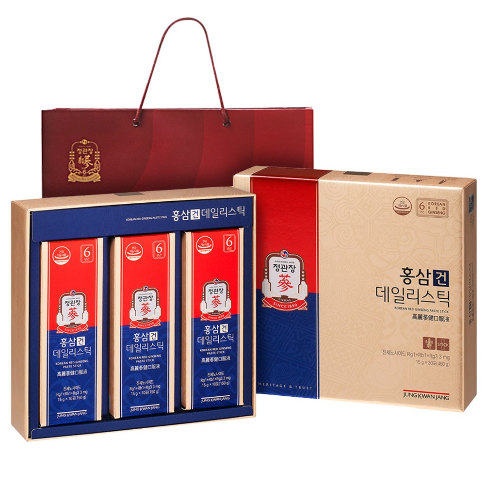 正官庄 [韓国食品] 1+1正官庄 6年根 紅参ガンデイリースティック30p1個(計30包)
