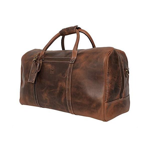 Handmade Leather Carry On Bag - Airplane Underseat Travel Duffel Bags By Rustic Town (Mulberry) 並行輸入