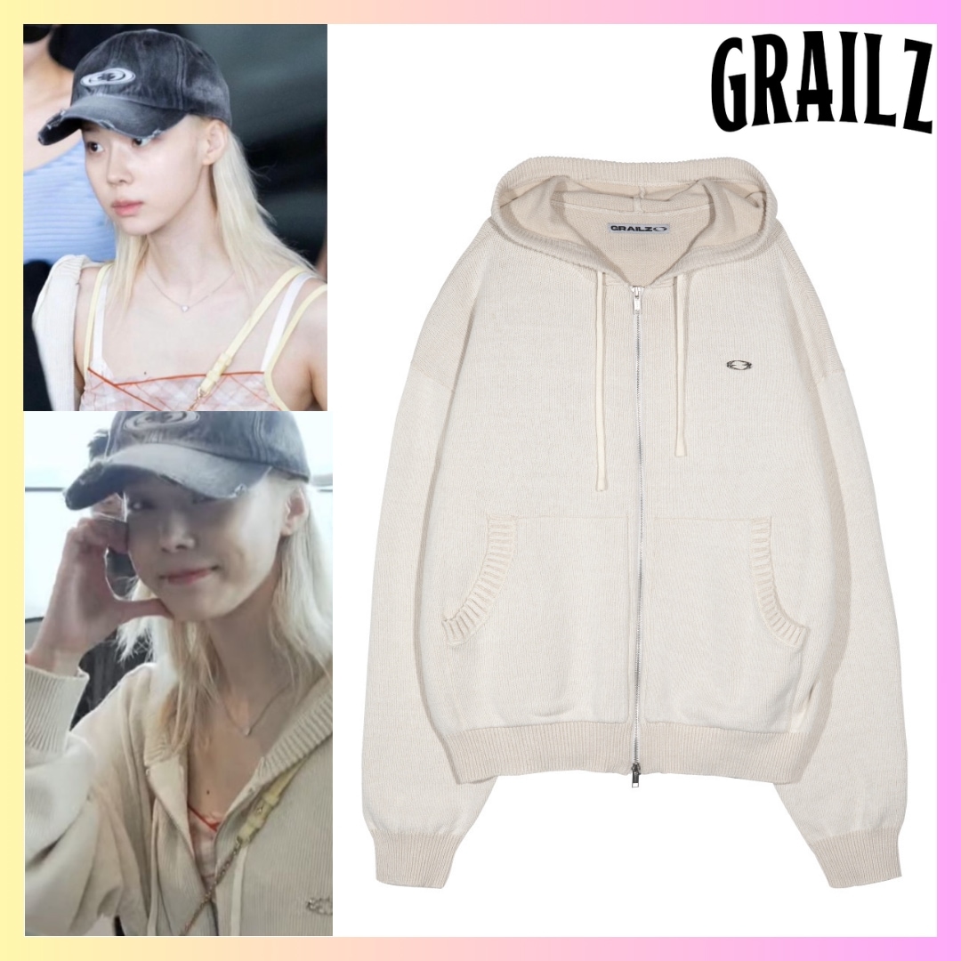 [Aespa WINTER ウィンター 着用] OVAL KNIT ZIP UP - IVORY色 カーディガントップス ニット 韓国ストリートファッション 秋ニット + FREE GIFT