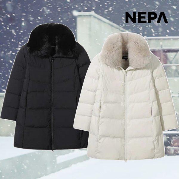 女性防水プレミアムロングダウングースダウンフォックスファー7L82073