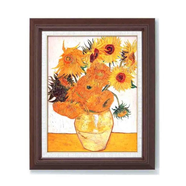 名画額縁 フレームセット F6号 立体加工 ゴッホ 「ひまわり」 433×525×50mm 壁掛けひも付き