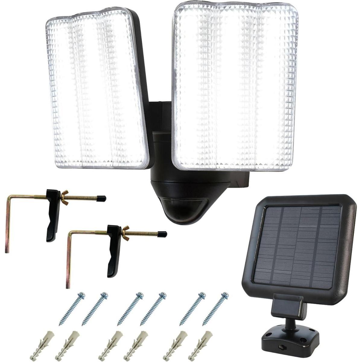 大進 DAISHIN DLS-17T200 ソーラー充電式LEDセンサーライト 2灯 1300ルーメン 防雨 防犯 照明