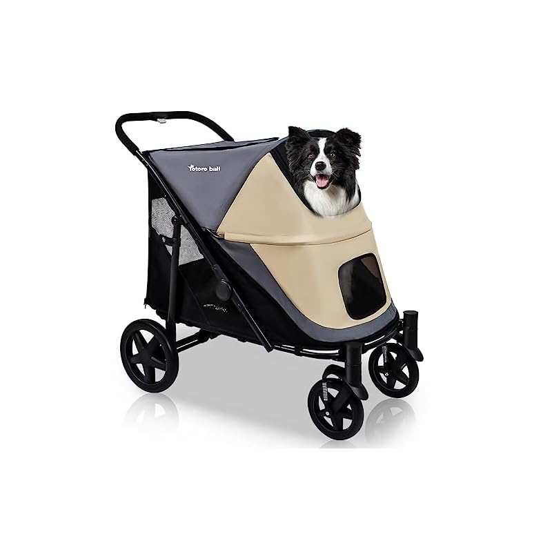 Totoro ball ペットカート大型犬 用カート 犬 バギー 多頭 大型犬 ペットバギー 4輪 ワンタッチ折りたたみ式 軽量コンパクト 組み立て簡単 外出便利 大型中型多匹飼い向け 耐荷重55