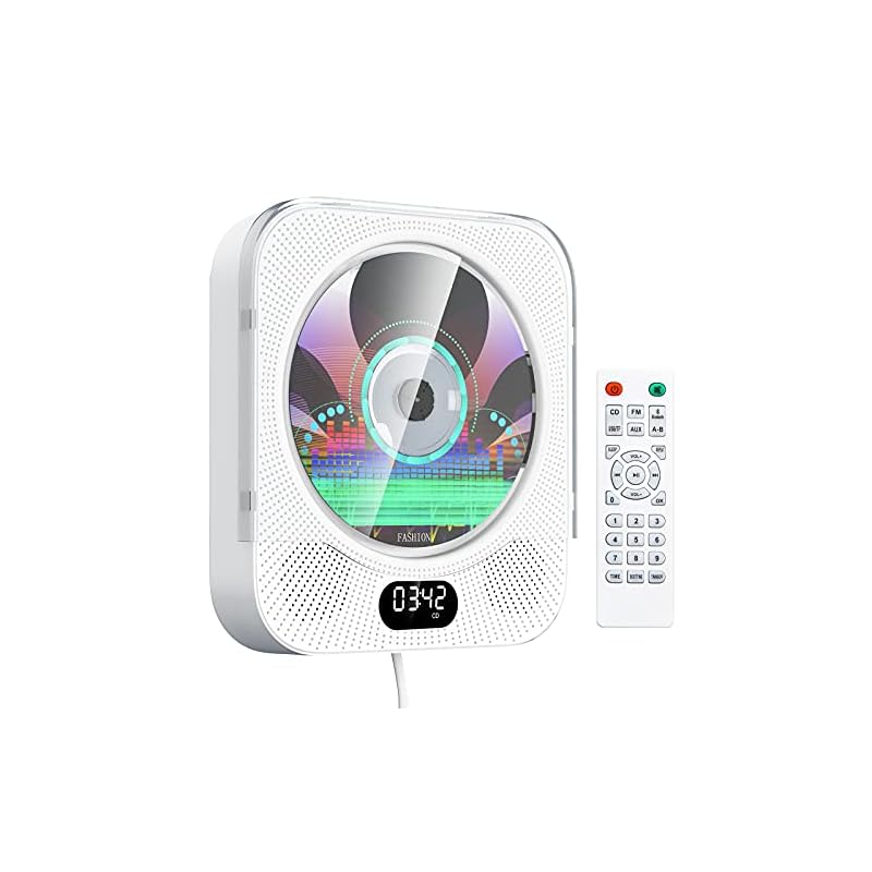 KOVCDVI CDプレーヤー 卓上＆壁掛け Bluetooth 防塵カバー付き CDプレイヤー 多機能 Bluetooth/CD/FM/USB/AUXに対応 CDラジオ USBコピー機能付き CDラ 12,598円