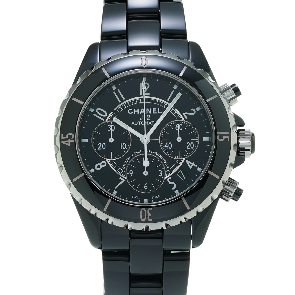 シャネル J12 クロノ 41mm H0940 ブラックラッカー メンズ 腕時計 自動巻き 中古 銀蔵