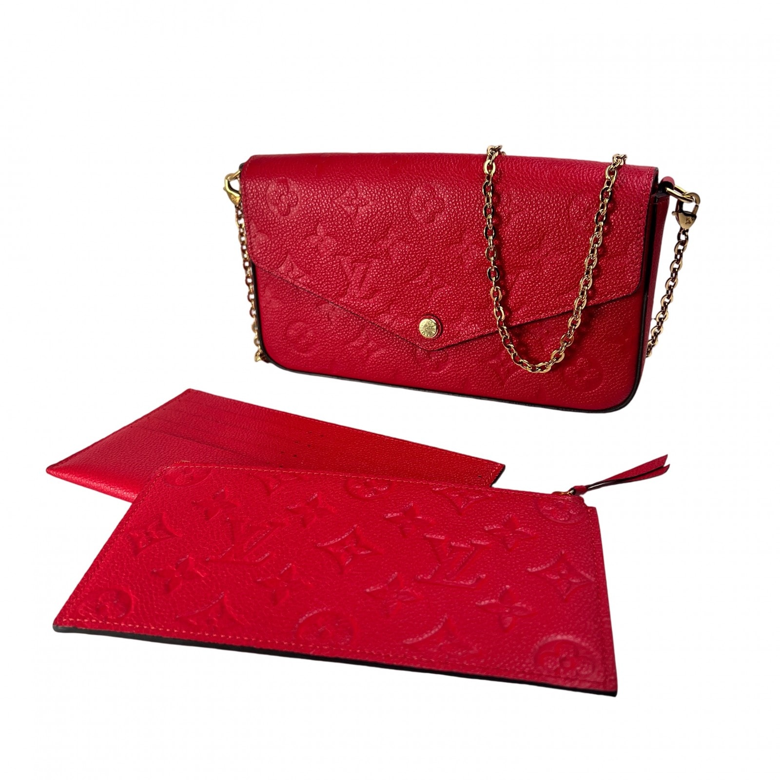 LOUIS VUITTON ルイヴィトン モノグラム・アンプラント レザー ショルダーバッグ 赤 A-13537