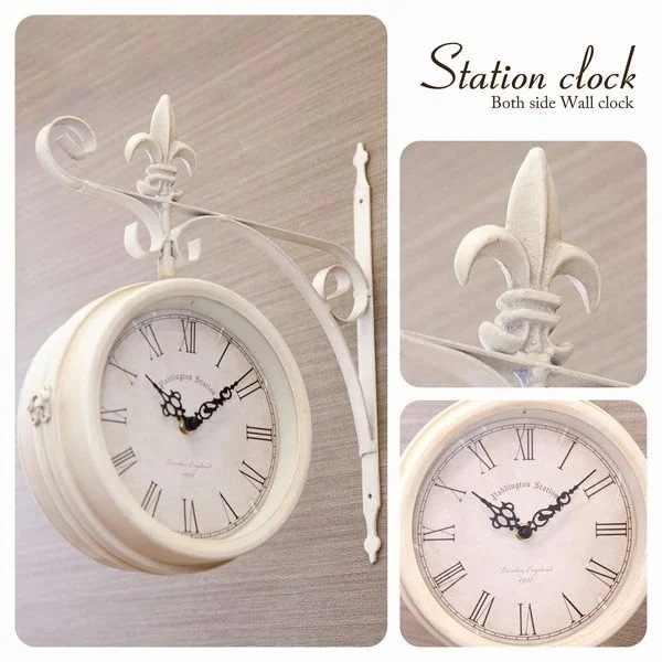 掛け時計 壁掛け時計 インテリア時計 家具 インテリア 壁掛両面時計 ステーションクロック おしゃれ