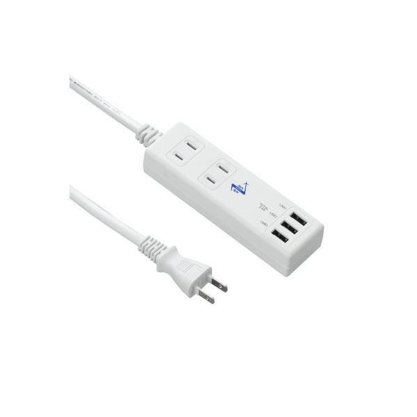 (5個セット) YAZAWA 国内海外兼用 2AC3USB3.4A1m VFC34A2AC3UX5