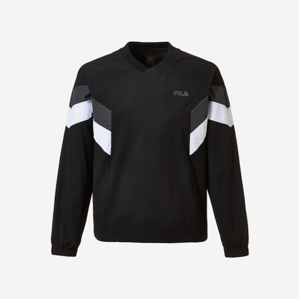 フィラユニストレッチコンフォートフィット Vネックウーブンスウェットシャツ FS2POG1205X-BLK