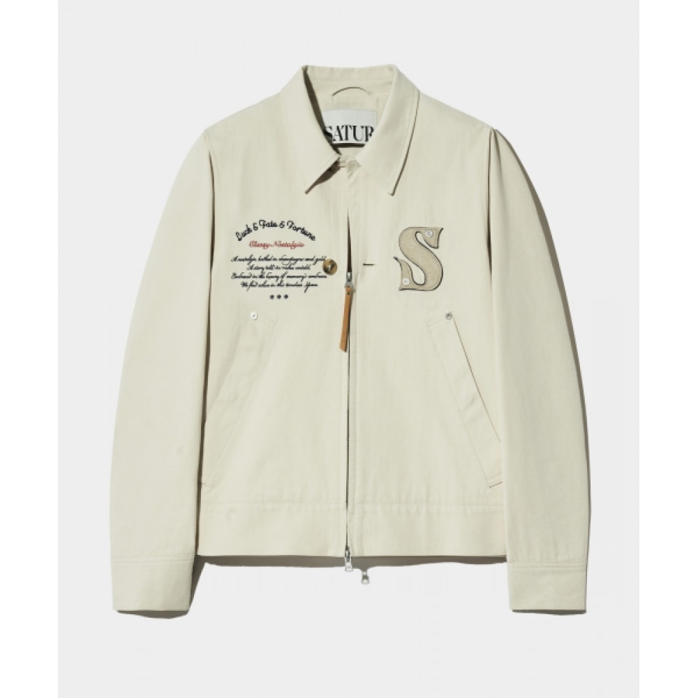 SATUR アップリケアートワークロゴカラージャケットリゾートアイボリー