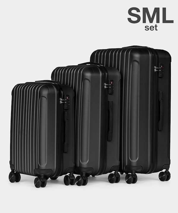 kevala スーツケース黒 M,Lサイズセット(単品発送可) Qoo10 kevala 3点スーツケース 3サイズSET 2wa