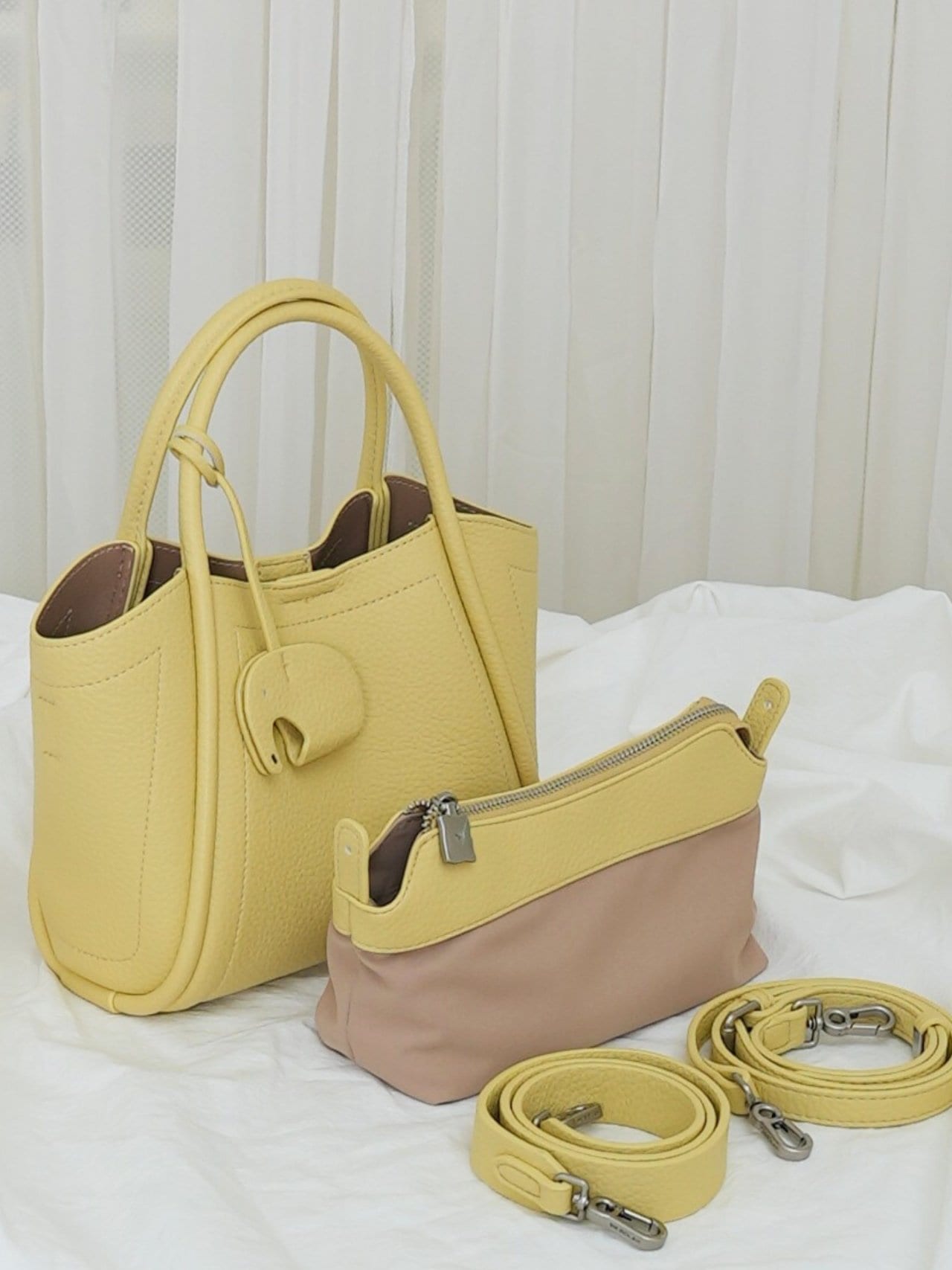 【RIYU】上質トートバッグ 毎日持ちやすいデザイン ポーチ付きセット