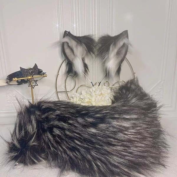 コスプレ道具 狼 おおかみ 尻尾 耳 手作り 文化祭 学園祭 パーティー COSPLAY コスチューム アクセサリー ハロウィン cosplay用 耳追加可 ds126zezejc