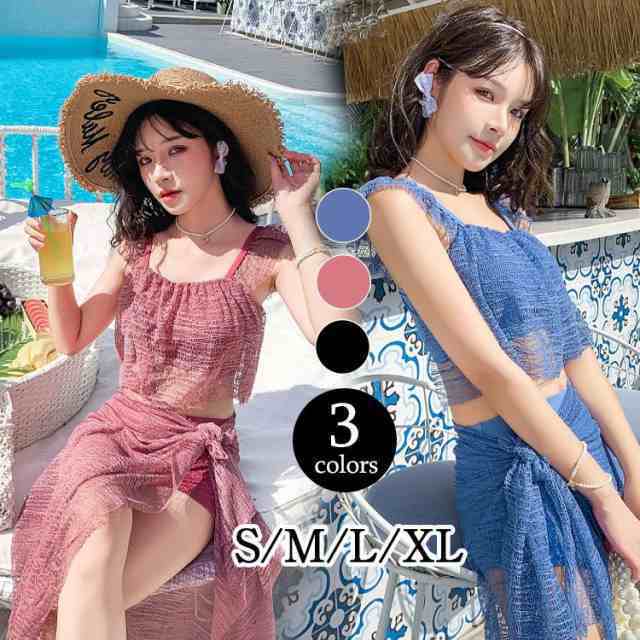 水着 レディース ショットパンツ 水着 3点セット バストンドゥ 小胸バンドゥ 水着セット セパレート 着痩せ 大きいサイズ ママ水着 スイ