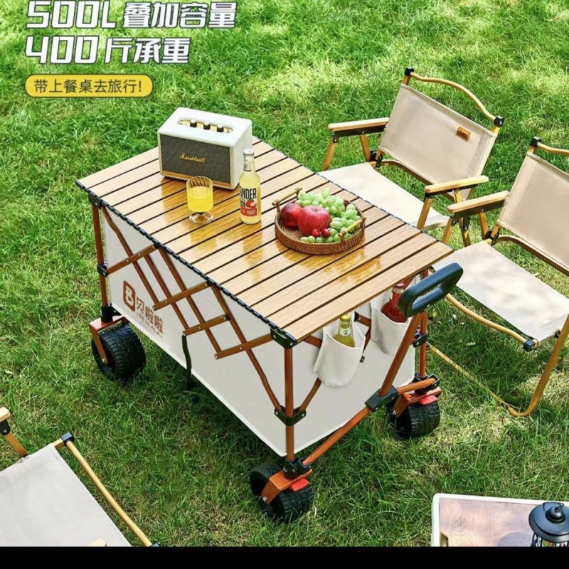 ベララはキャンプに座ることができます屋外トロリーの子供用折りたたみ式ストールカートキャンプキャンプキャンプヴァンエッグロールテーブルポータブル