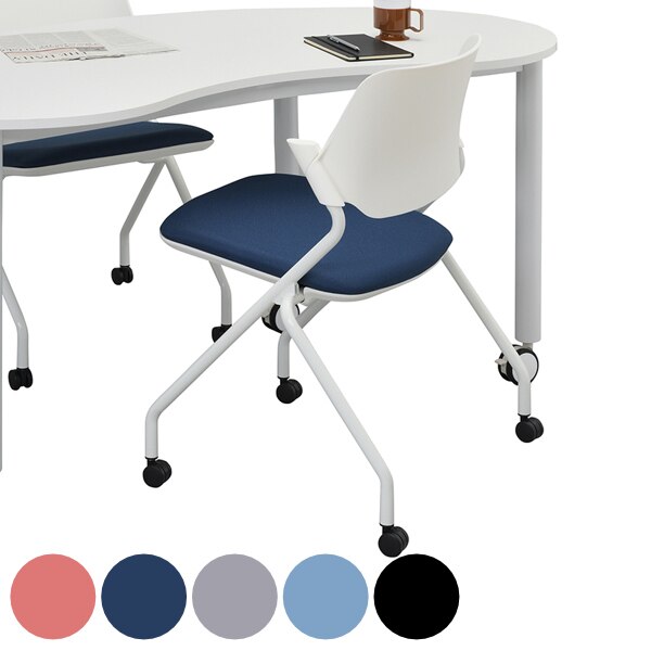 キャスターチェア 座面高47.5cm ファブリック オフィスチェア 平行 スタッキング チェア 法人限定 11,918円