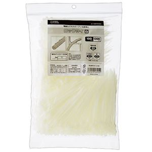 (まとめ) オーム電機 ロックタイ 100mm 白 LT-100W1000W 1袋(1000本) (×4セット)