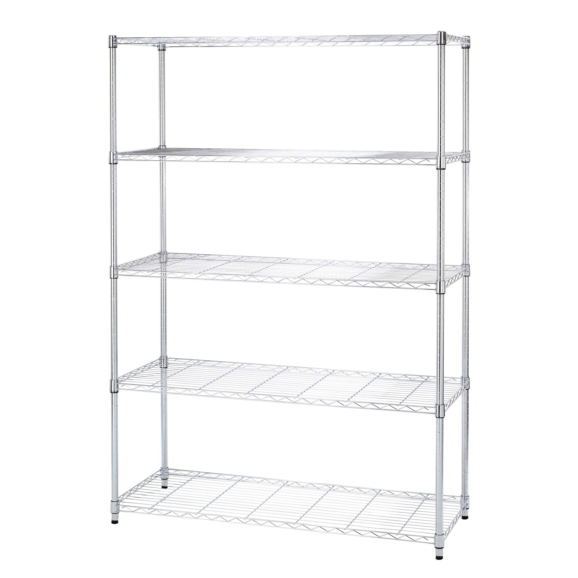 ドウシシャ ルミナス スリム ラック スチールラック 収納棚 幅120 5段 防サビ加工 キャスター付き 頑丈 耐荷重135kg (棚板1枚あたり) 豊富なカスタムパーツ ポール径25mm 幅121.