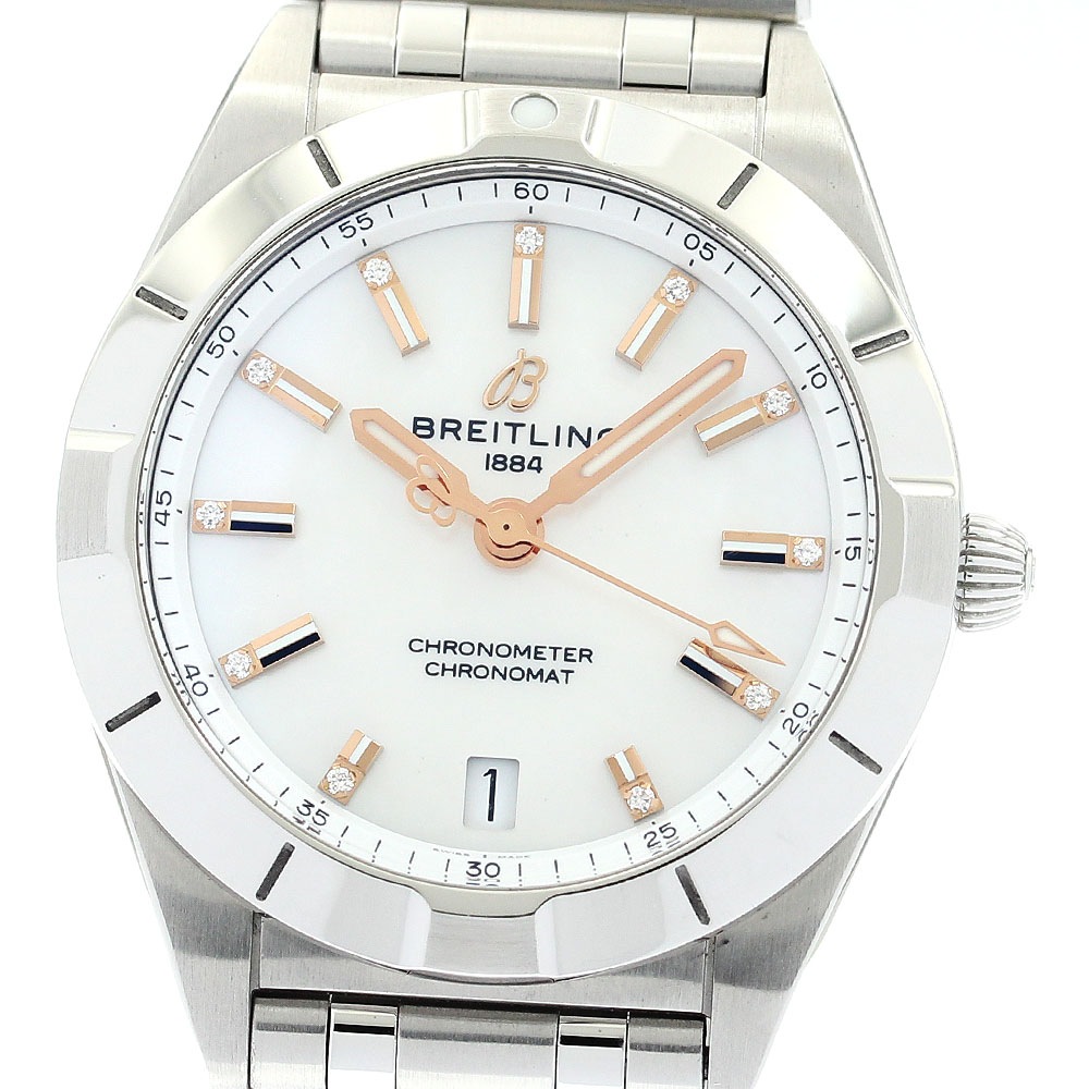 ブライトリング BREITLING A77310 クロノマット32 11Pダイヤ クォーツ レディース 美品 内箱・保証書付き_887395【中古】