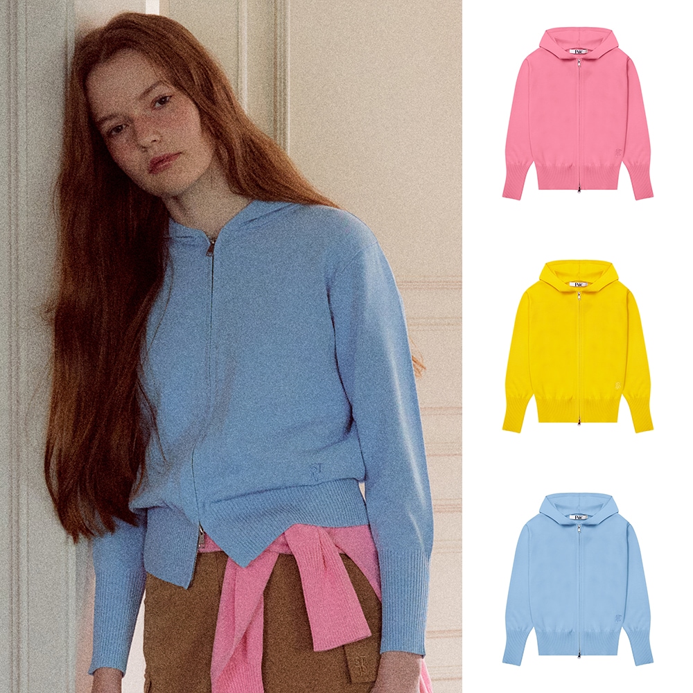 フード ジップアップ ニット