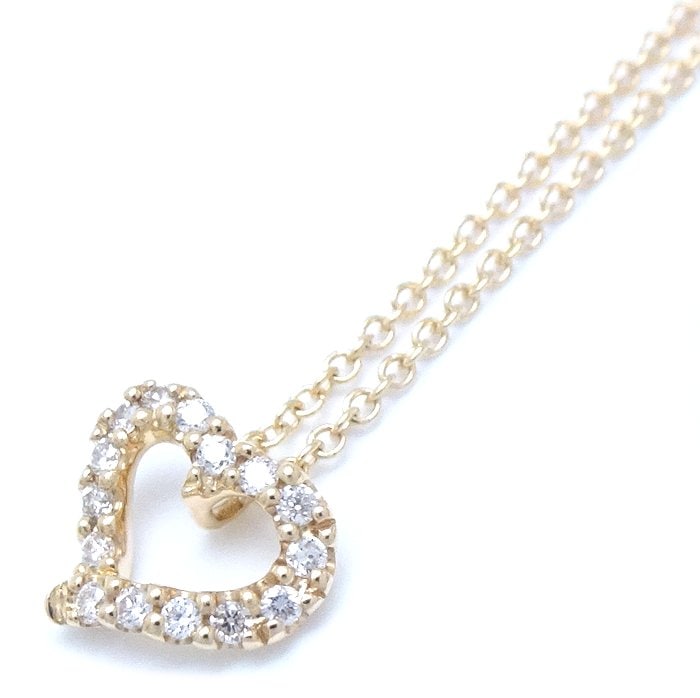 ハート ネックレス ダイヤモンド0.04ct K18YG イエローゴールド/292697【中古】