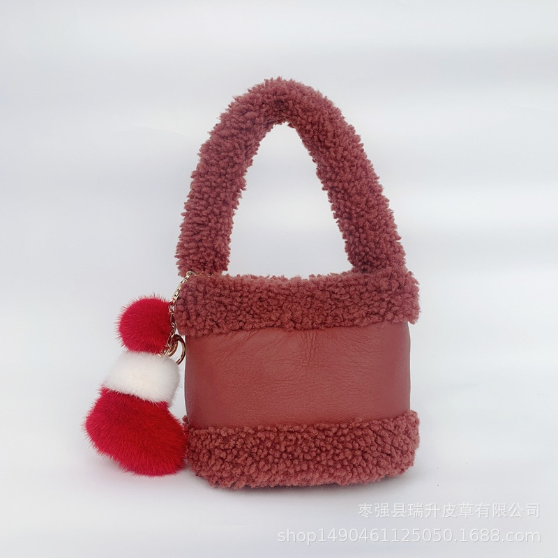 2024 新しい毛皮のような女性のキャベツバスケットファーオールインワン暖かい冬クリスマススタイルぬいぐるみバッグハンドバッグ