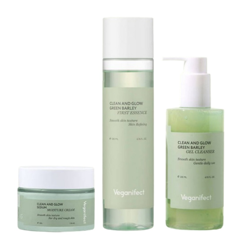 クリーン＆グロー基礎ケアセット( 青麦クレンジングジェル+ァーストエッセンス+モイスチャークリーム)/韓国化粧品