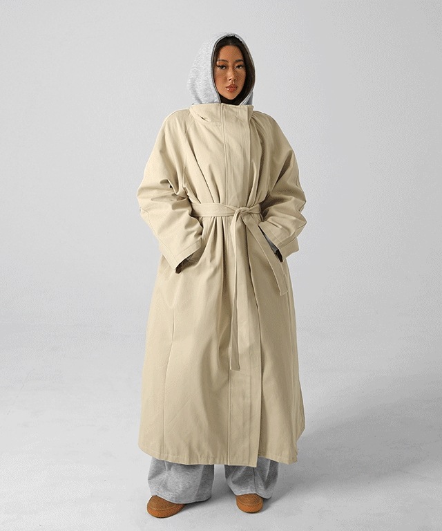 トリトン ラグラン ロング コットン トレンチ コート