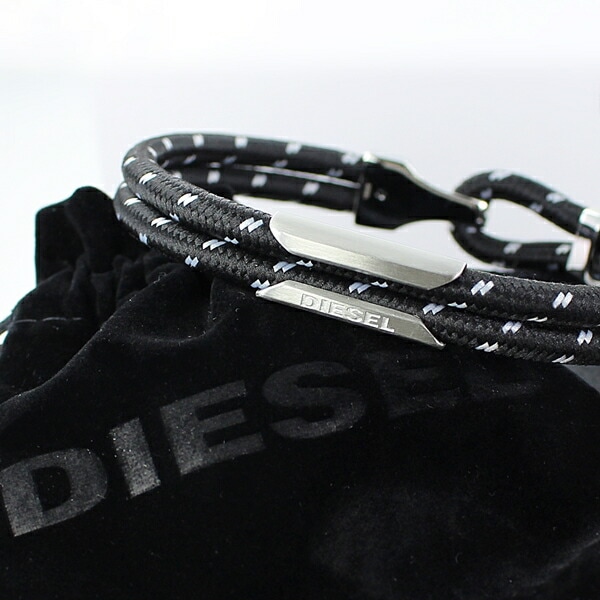 ディーゼル 男性 女性 シンプル ブラック アクセサリー メンズ レディース ナイロン ブレスレット ユニセックス ペアでも使える DIESEL ポイント消化