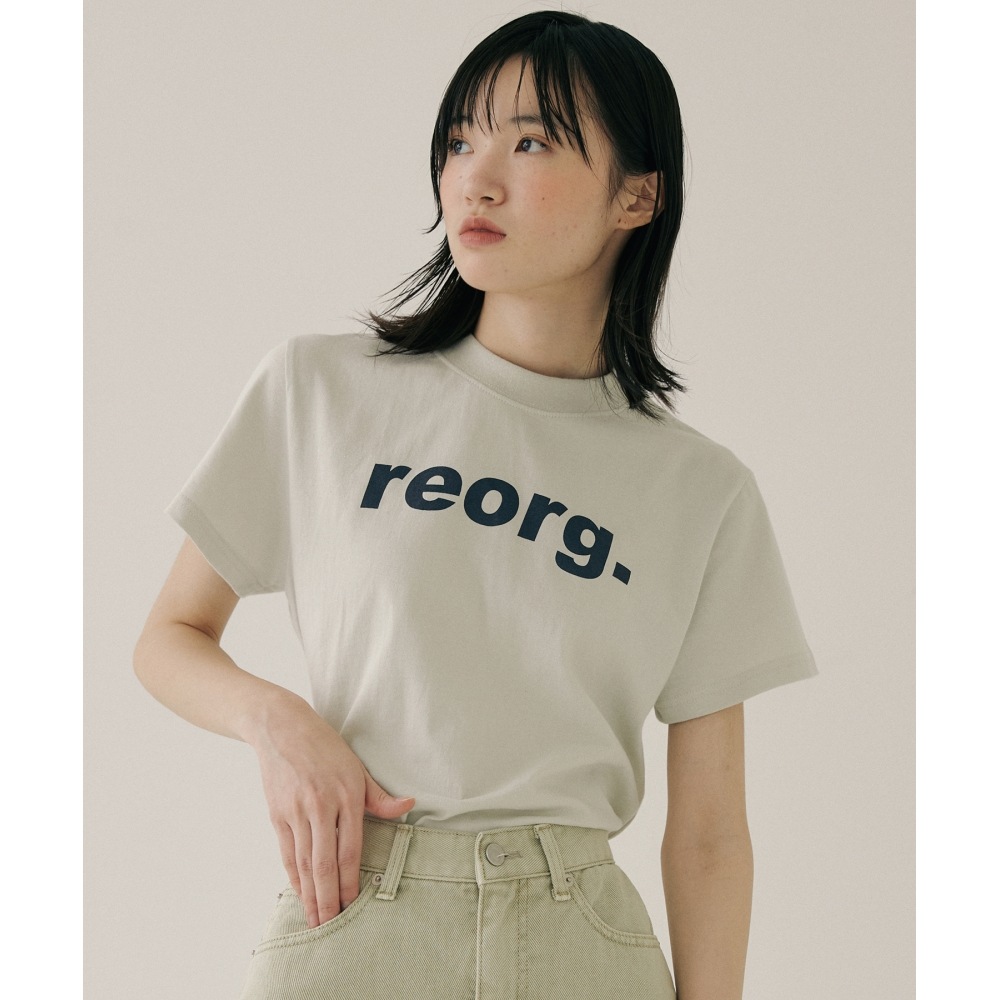 REORG プリント T シャツ ライトグレー