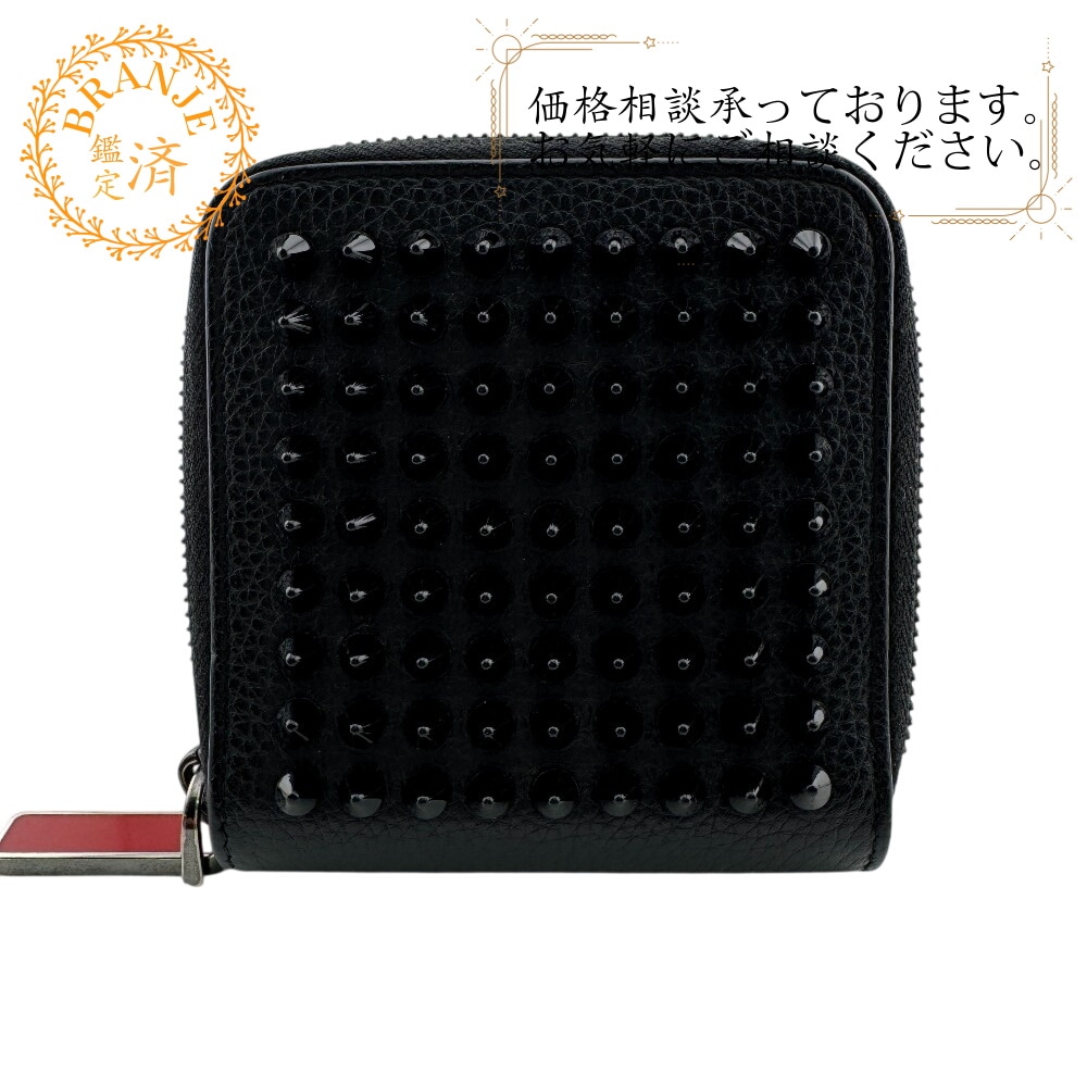 パネトーネ 二つ折り財布 スタッズ レザー コインケース ブラック