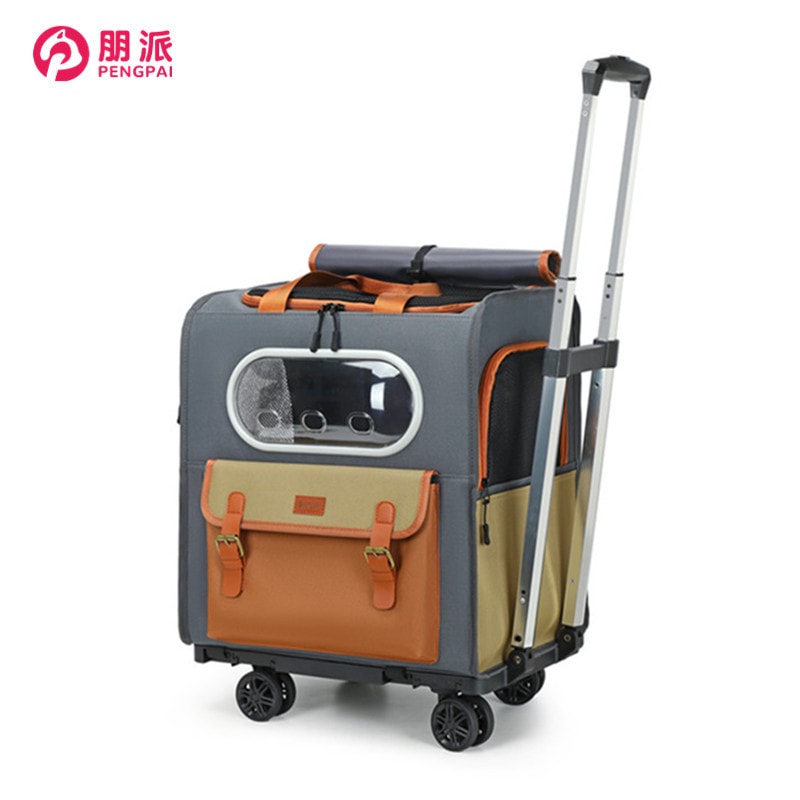 猫用バッグ 外出用ポータブル両肩掛けバッグ 透明なスペースカバー付き大容量の引き手付きバッグ（犬・猫用）