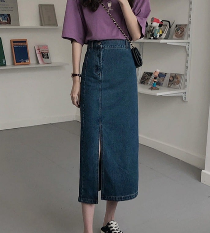 ボトムス デート モテアイテム スカート デニム スリット 綿 ハイウエスト コットン 可愛い きれいめ 上品 おしゃれ かっこいい 可愛い ラブリー キュート ガーリー クール モード系