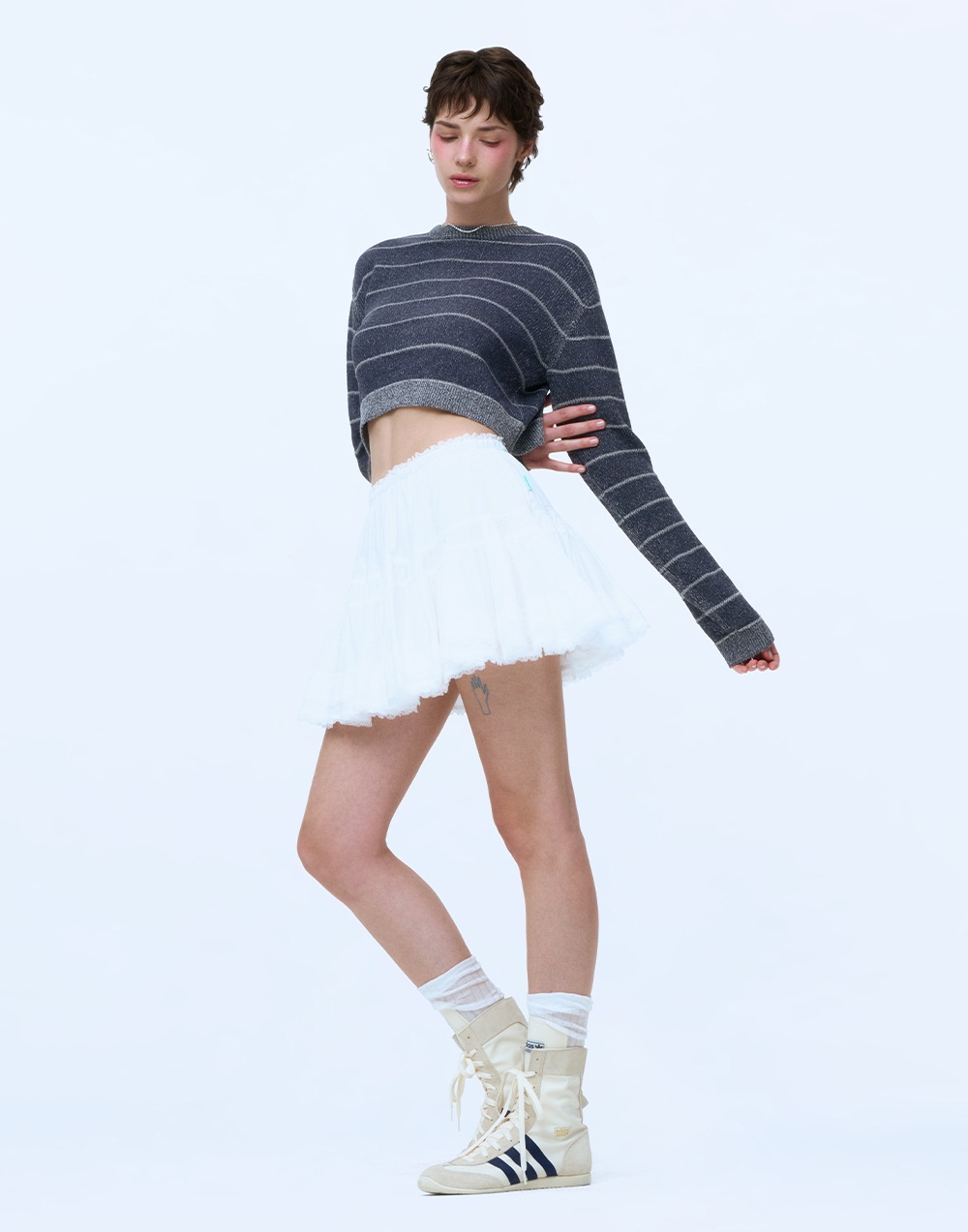 COTTON LACE MINI SKIRT - WHITE