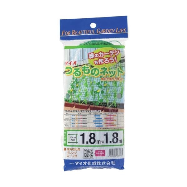 （まとめ）ダイオ化成 つるもの園芸ネット 緑10cm角目 幅1.8mx長さ1.8m 1枚[x30]