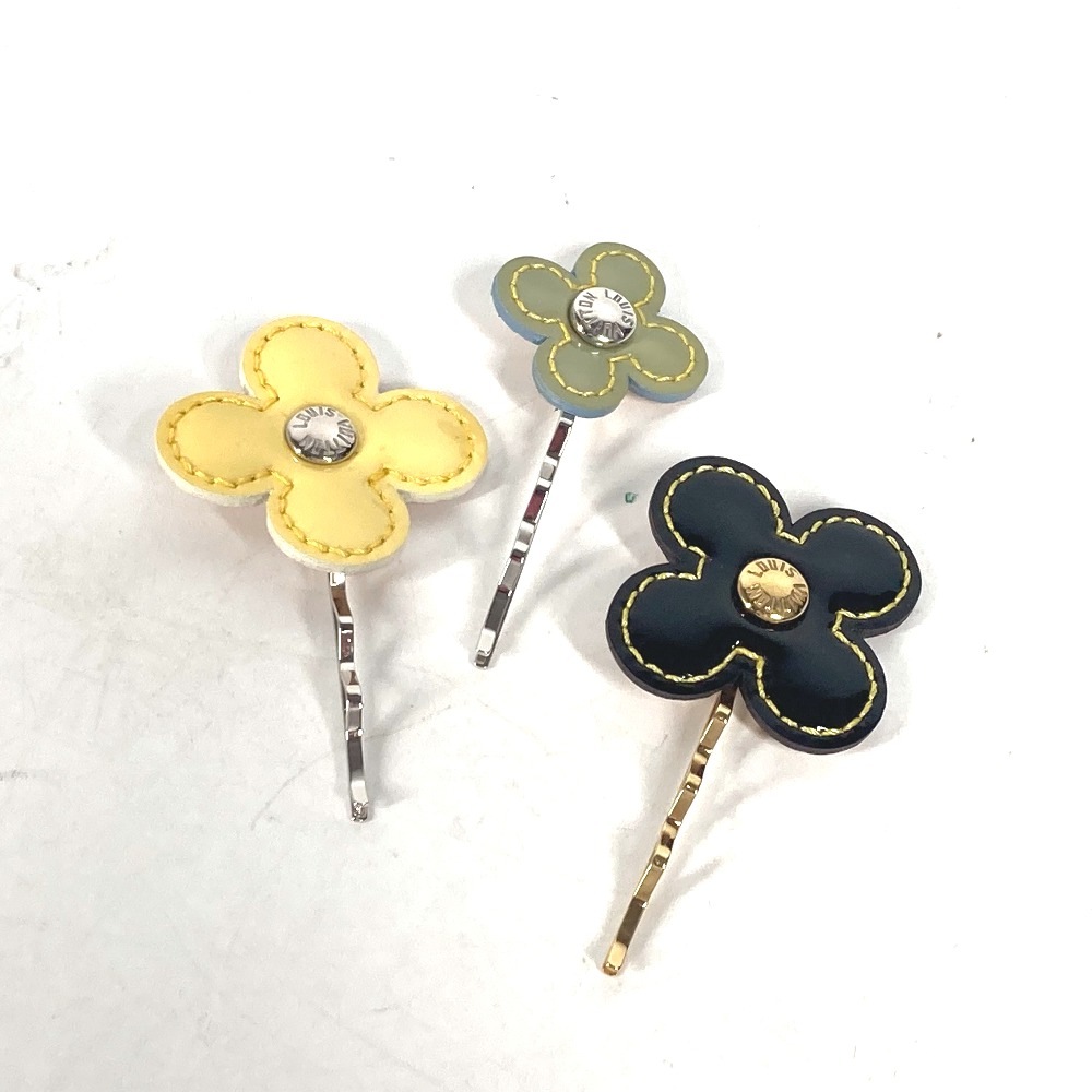 ヘアピン M92259 バレッタ・フルール モノグラムヴェルニ 3点セット ヘアアクセサリー モノグラムヴェルニ ブラック