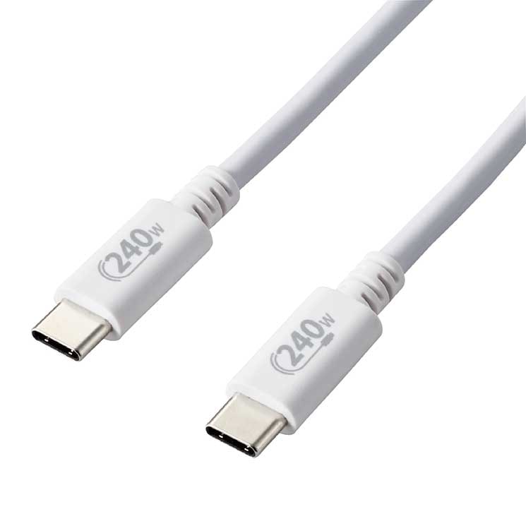 USB Type-cケーブル 2.0 PD EPR対応 240W （USB-C to USB-C） 1m ホワイト