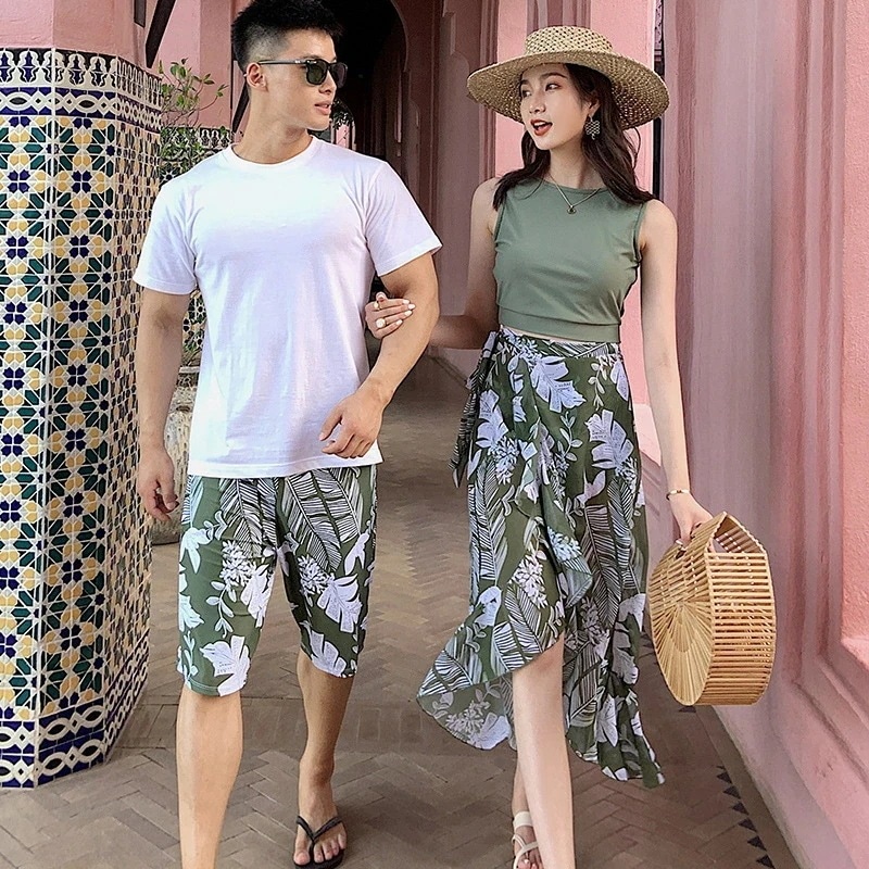 あり ペア水着 男女セット ペアルック カップル 水着 レディース メンズ 4点セット 花柄 パッド付き メンズ水着 男性用 ビーチパンツ サーフパンツ みずぎ mizugi ミズギ 男女 温泉 9,670円