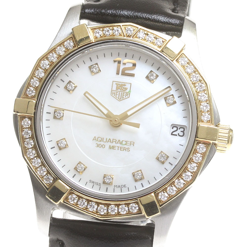 タグホイヤー TAG HEUER WAF1350 アクアレーサー ダイヤベゼル 10P クォーツ レディース _835644【中古】