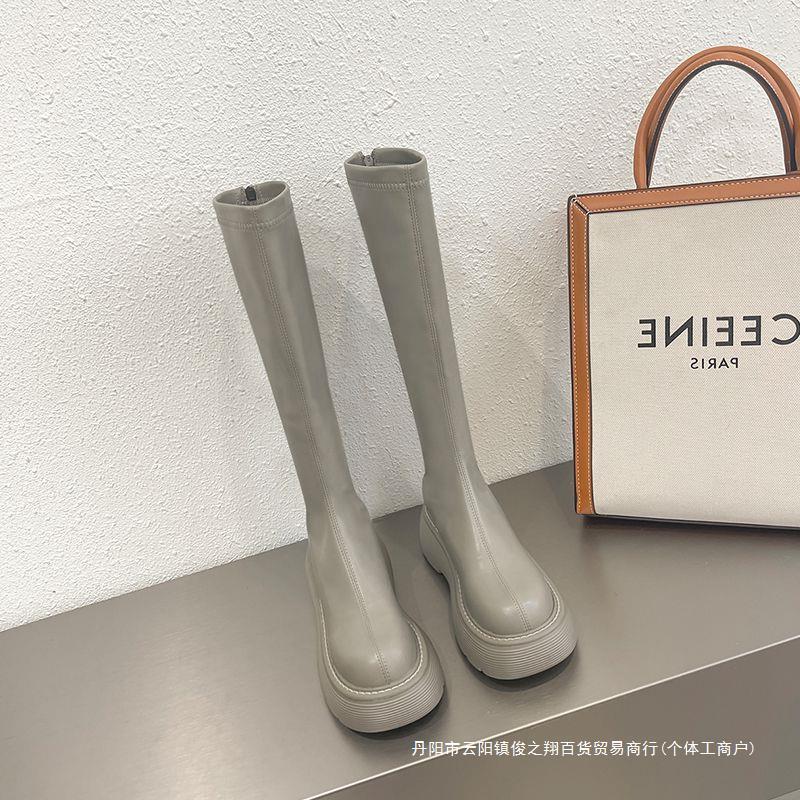 チェルシーブーツロングホワイト秋冬ブーツスリムブーツ新作ナイトブーツブーツレディース厚底 笔记 4,853円