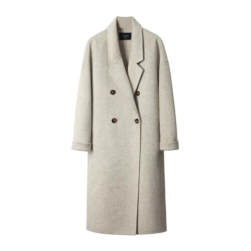 秋冬 コーデ レディース ファッション オシャレ 服 カワイイ シンプル 大人カワイイ 大きいサイズ ウール コート ミドル丈 ベージュ